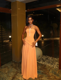 Orange A Line Strapless Chiffon Satin Prom Dress Evening Dress Formal Dress HZ1023