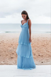 Elegant Blue Prom Dress Long Evening Dress HZ1023