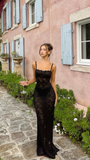 Black Lace See-through Prom Dress Sexy Evening Dress HZ1023