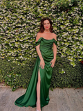 Off The Shoulder Green Slit Long Prom Dress£¬Pretty Evening Dress HZ1023