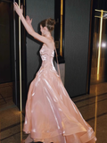 Stunning Pink A Line Sweetheart Neck Satin Prom Dress Evening Dress 16th Birthday Dress HZ1023