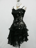 Black Chiffon Beaded Mini Satin Short Prom Dress Homecoming Dress HZ1023