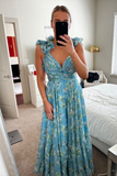 Bohemian Style Chiffon Floral Prom Dress Evening Dress Party Dress HZ1023