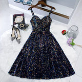 Navy Blue Sequin Hoco Dress Short Homecoming Dresses HZ1023