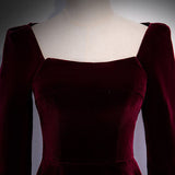 A line Burgundy Long Prom Dresses HZ1023