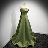 Simple Sage Green Satin Prom Dresses Sexy Evening Dress HZ1023