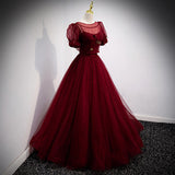A Line Red Long Prom Dresses HZ1023