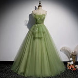 Ball Gown Prom Dresses Long Sage Green Evening Dress HZ1023