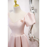 A line Satin Pink Long Prom Dresses HZ1023