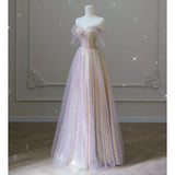 A line Sequin Pink Long Prom Dresses HZ1023