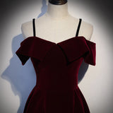 A line Red Prom Dresses Short Bridesmaid Dress HZ1023