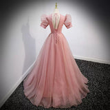 Ball Gown Pink Prom Dresses Sexy Evening Dress HZ1023