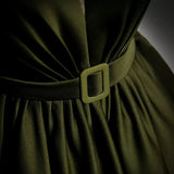 Ball Gown Puffy Sleeves Dark Green Long Prom Dresses HZ1023