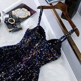 Navy Blue Sequin Hoco Dress Short Homecoming Dresses HZ1023