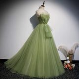 Ball Gown Prom Dresses Long Sage Green Evening Dress HZ1023