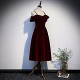 A line Red Prom Dresses Short Bridesmaid Dress HZ1023