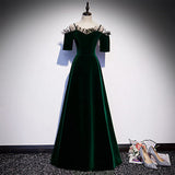 A line Dark Green Prom Dresses HZ1023