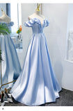 A line Light Sky Blue Prom Dresses HZ1023