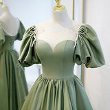 A line Green Long Prom Dresses HZ1023