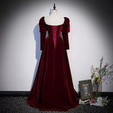 Simple A line Red Long Prom Dresses HZ1023