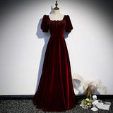A line Burgundy Prom Dresses HZ1023