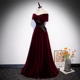 A line Off The Shoulder Velvet Long Prom Dresses HZ1023