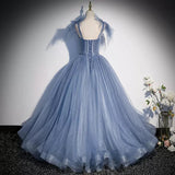 Ball Gown Blue Tulle Long Prom Dresses HZ1023