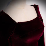A line Burgundy Long Prom Dresses HZ1023