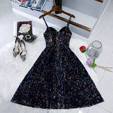 Navy Blue Sequin Hoco Dress Short Homecoming Dresses HZ1023