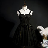 Little Black Sequin Hoco Dress Short Homecoming Dresses HZ1023