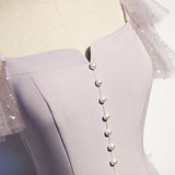 A line Short Sleeves Pink Prom Dresses Knee Length Bridesmaid Dress HZ1023