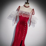 Mermaid Red Long Prom Dresses HZ1023
