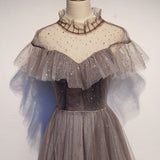 Simple A line Prom Dresses Tulle Evening Dress HZ1023