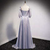 A Line Silver Long Prom Dresses HZ1023
