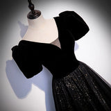 A line Black Long Prom Dresses HZ1023