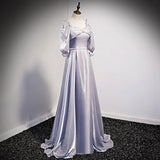 A Line Silver Long Prom Dresses HZ1023