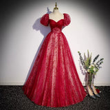 A line Tulle Red Prom Dresses Sexy Prom Dress HZ1023