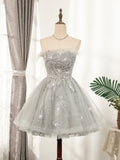 Silver Hoco Dress Short Homecoming Dresses HZ1023