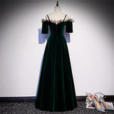 A line Dark Green Prom Dresses HZ1023