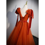 A Line Organge Long Prom Dresses HZ1023