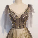 A line Sleeveless Tulle Prom Dresses HZ1023