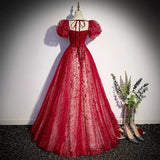 A line Tulle Red Prom Dresses Sexy Prom Dress HZ1023