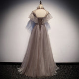 Simple A line Prom Dresses Tulle Evening Dress HZ1023