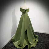 Simple Sage Green Satin Prom Dresses Sexy Evening Dress HZ1023