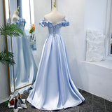 A line Light Sky Blue Prom Dresses HZ1023