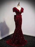 Simple Sequin Mermaid Prom Dresses Sexy Evening Dress HZ1023