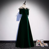 A line Dark Green Prom Dresses HZ1023