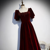 A line Burgundy Prom Dresses HZ1023