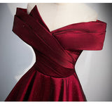 Off The Shoulder Red Short Sleeves Long Prom Dresses HZ1023