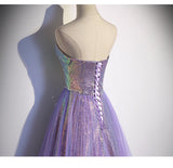 A line Sweetheart Long Tulle Lilac Prom Dresses HZ1023